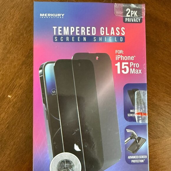 NWT: Mercury Innovation Tempered Glass Screen Shield 2 pack iPhone 15 pro max - Picture 1 of 2